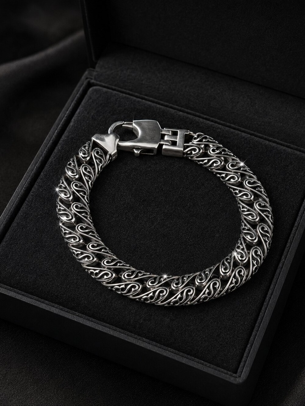 Bracelet 925 Sterling Silver Featuring Hip-Hop Street Style with Ethnic Patterns